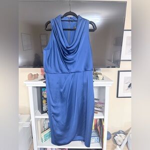 Aidan Mattox Royal Blue Draped Midi Dress